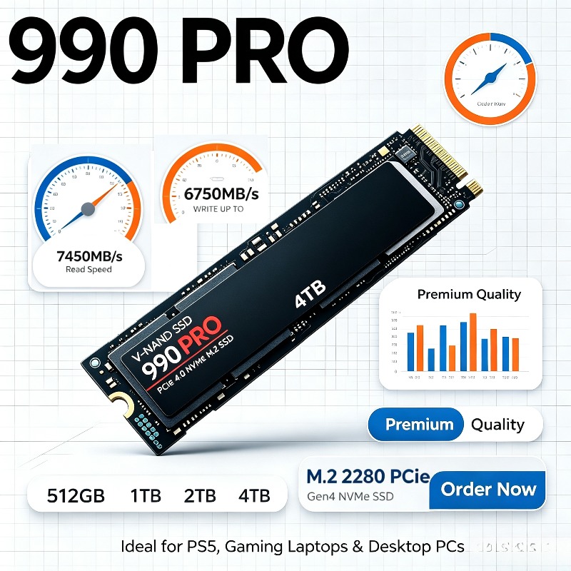 990 PRO 정품 SSD – 512GB/1TB/2TB - Pcie 4.0 4Tb 2280 Ssd 7450Mbps 리뷰 및 가격